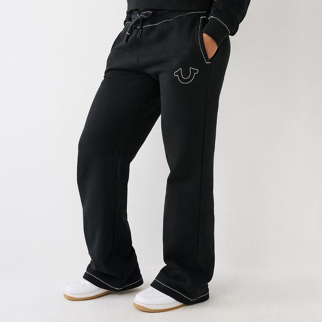 True Religion Black Straight Leg Cotton Blend Joggers