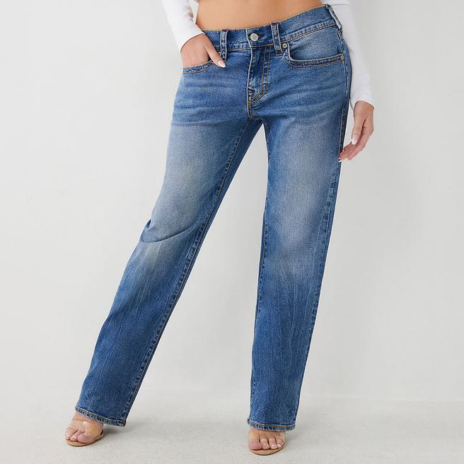 True Religion Mid Blue Ricki Relaxed Straight Jeans