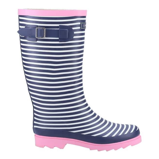 Cotswold Blue Striped Chilson Wellington Boots