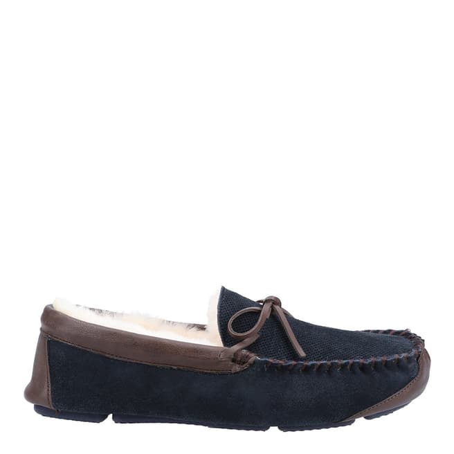 Cotswold Navy Northowood Sheepskin Moccasin Slippers