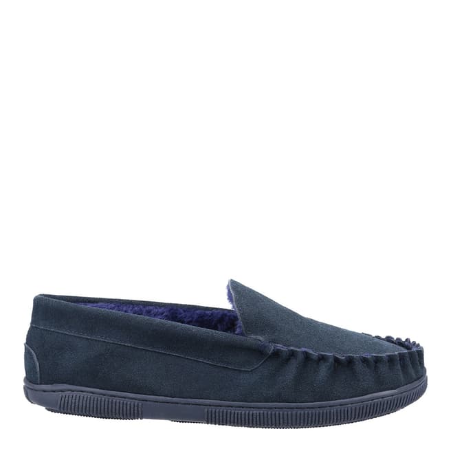 Cotswold Navy Tresham Suede Moccasin Slippers