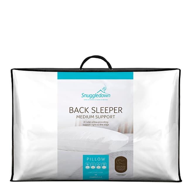 Snuggledown Back Sleeper Pillow, Medium Support, 2 Pack