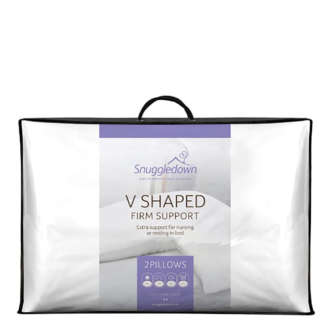 Snuggledown V Shape Pillow, Firm Support, 2 Pack