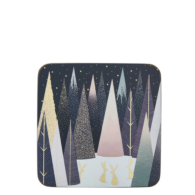 Sara Miller Set of 6 Frosted Pines Coasters