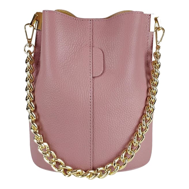 Bella Blanco Pink Dollar Leather Bucket Bag