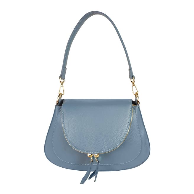 Bella Blanco Light Blue Dollar Leather Shoulder Bag