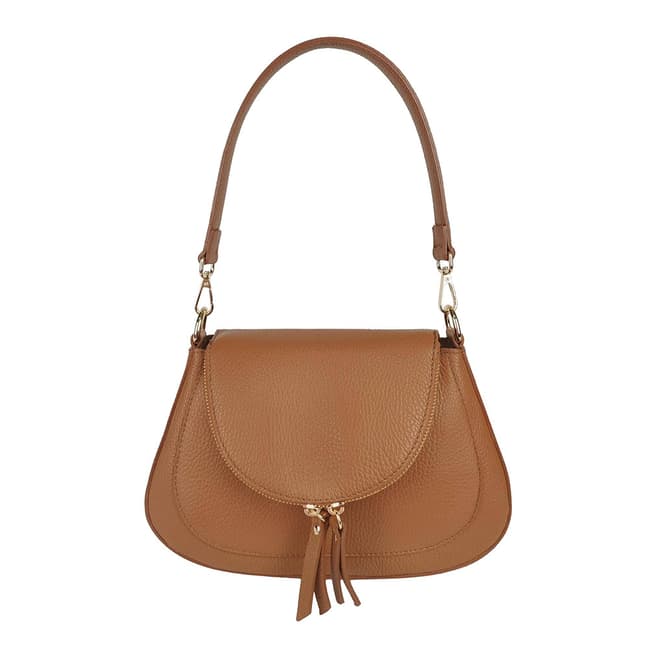 Bella Blanco Tan Dollar Leather Shoulder Bag