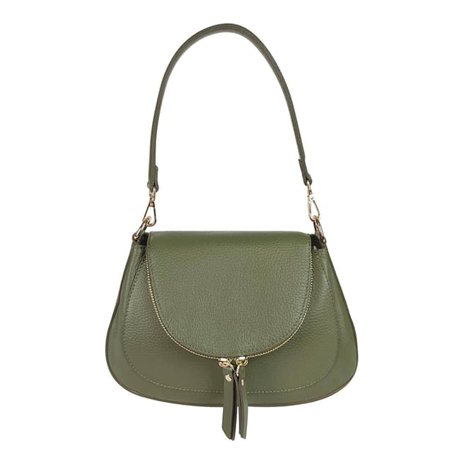 Bella Blanco Green Dollar Leather Shoulder Bag