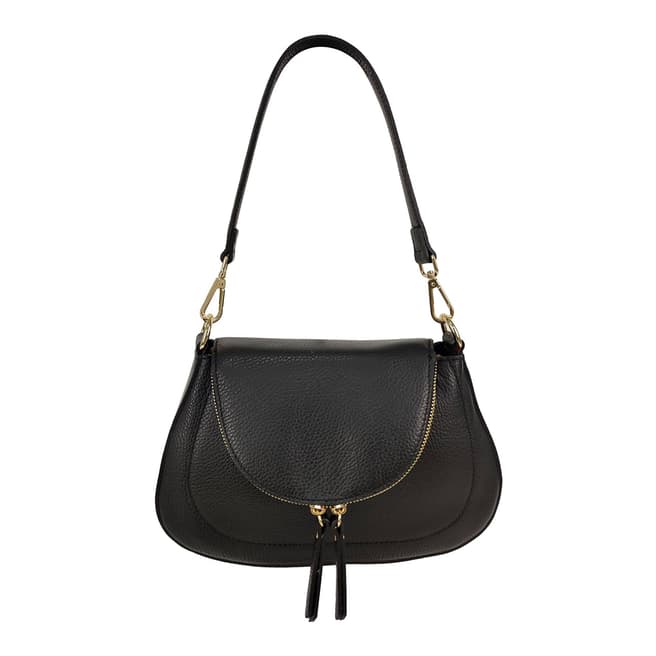 Bella Blanco Black Dollar Leather Shoulder Bag