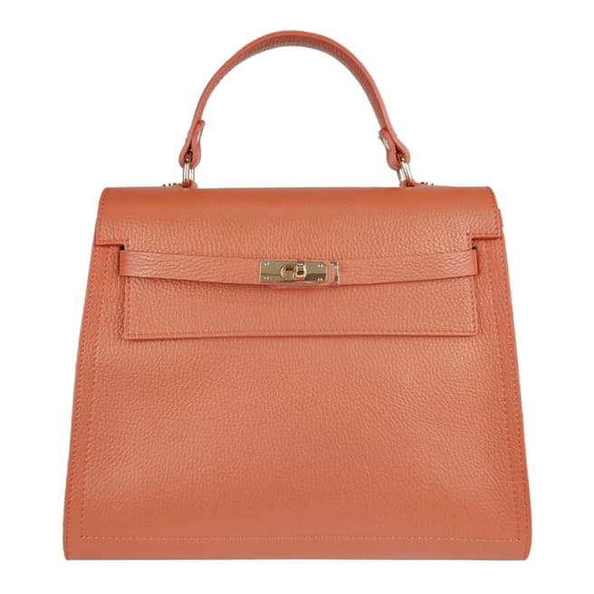 Bella Blanco Orange Dollar Leather Handbag