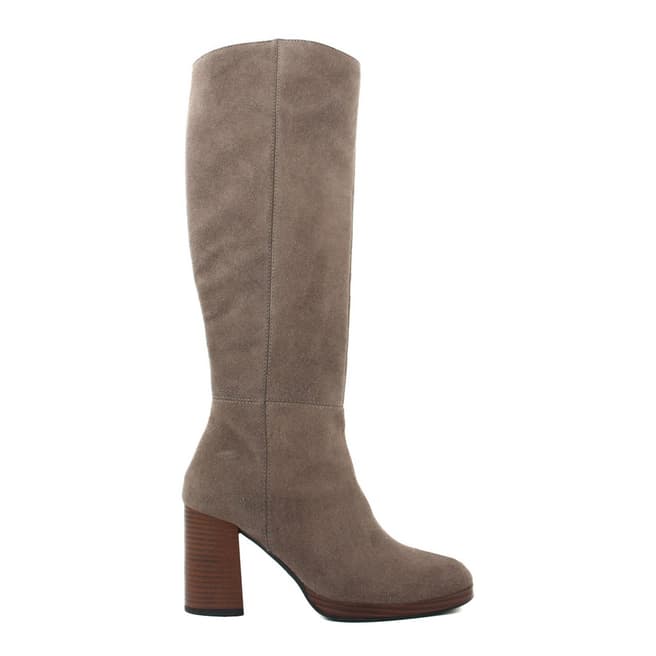 LAB78 Grey Suede Heeled Long Boots