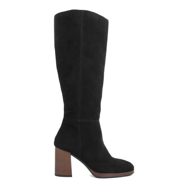 LAB78 Black Suede Heeled Long Boots
