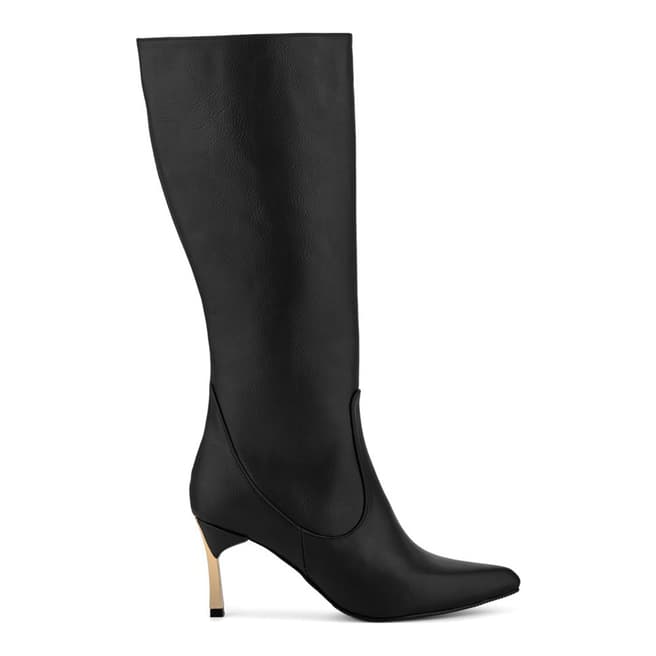 LAB78 Black Pointed Toe Heeled Long Boots