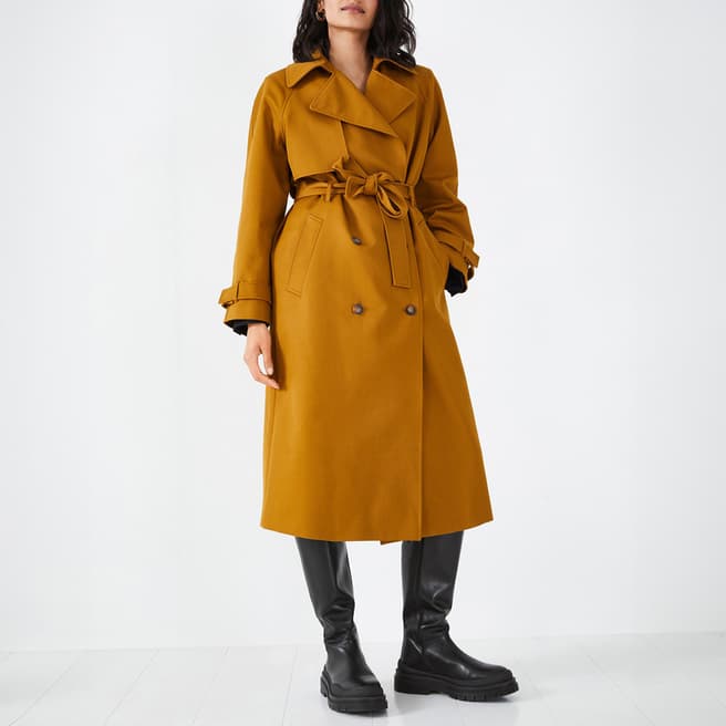 hush Mustard Viola Relaxed Cotton Trench