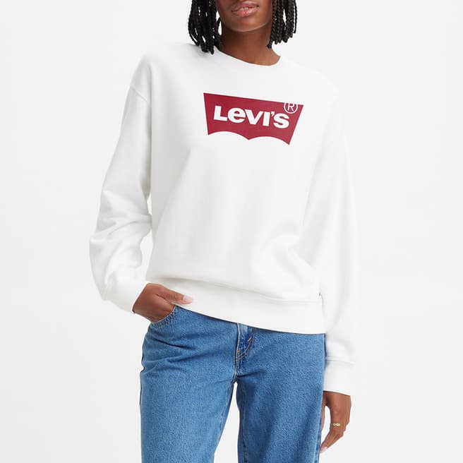 Levi's White Graphic Standard Cotton Sweatshirt
