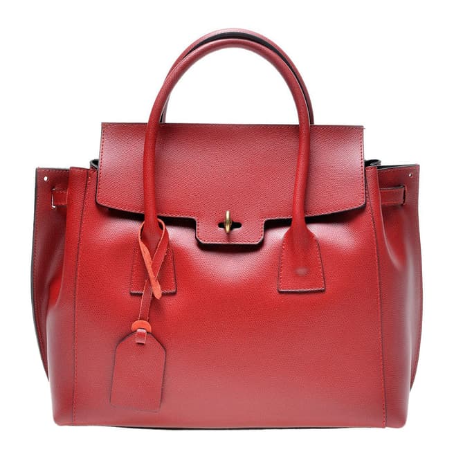 Luisa Vannini Red Italian Leather  Tote Bag