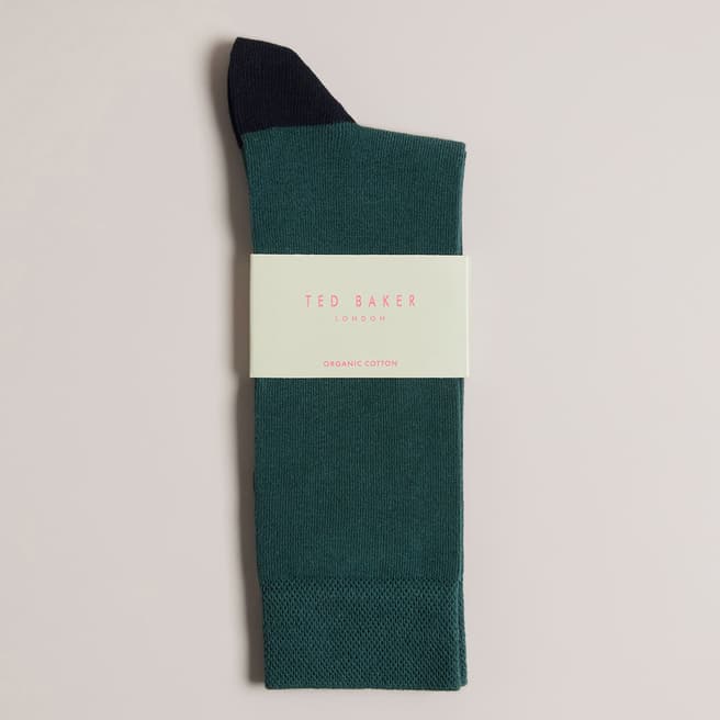 Ted Baker Dark Green Corecol Sock With Contrast Colour Heel And Toe