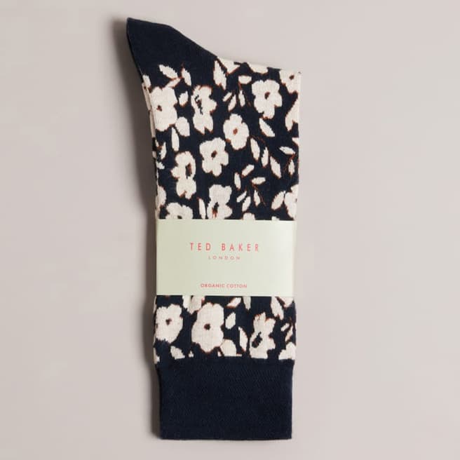 Ted Baker Navy Coldday Floral Pattern Socks