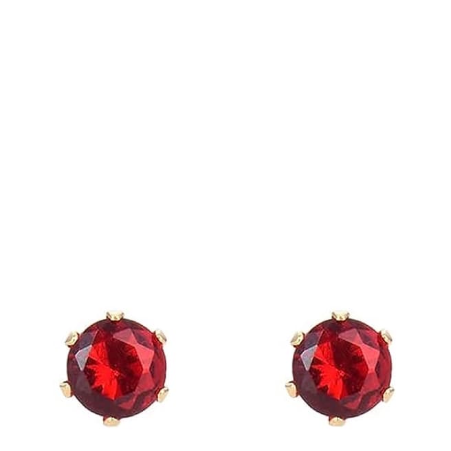Liv Oliver 18K Gold Ruby Red Birthstone Post Earrings