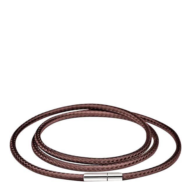 Stephen Oliver Silver &Brown Leather Magnetic Wrap Bracelet