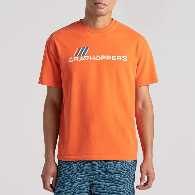 Craghoppers Orange Crosby Short Sleeved Cotton T-Shirt
