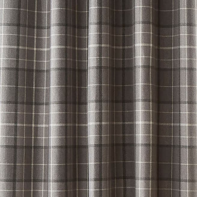 Laura Ashley Alfriston Check 162x182cm Black Out Eyelet Curtains, Pale Charcoal