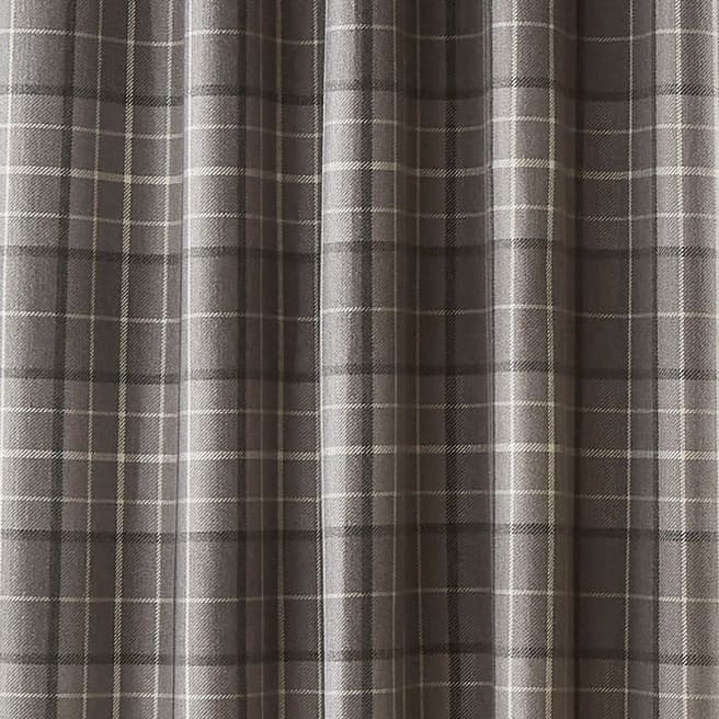 Laura Ashley Alfriston Check 162x137cm Black Out Eyelet Curtains, Pale Charcoal