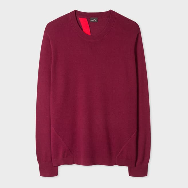 PAUL SMITH Burgundy Knitted Wool Cotton Blend Jumper