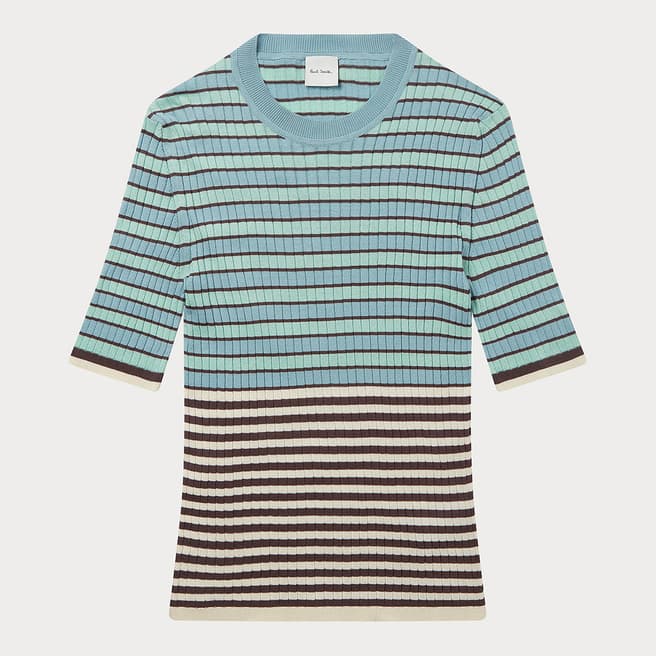 PAUL SMITH Green/Black Knitted Cotton Top