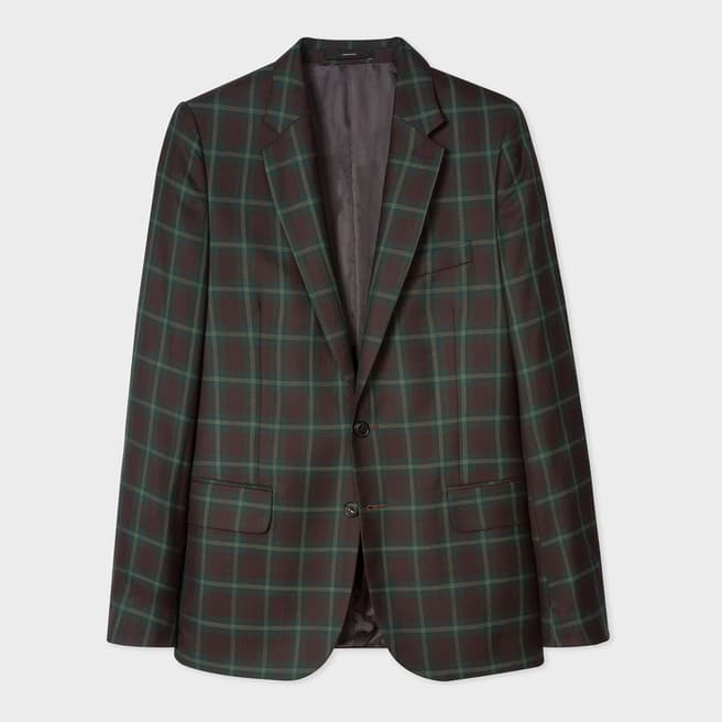 PAUL SMITH Burgundy/Green Tailored Fit Wool Blazer
