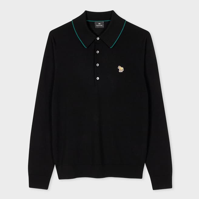 PAUL SMITH Black Long Sleeve Polo Shirt