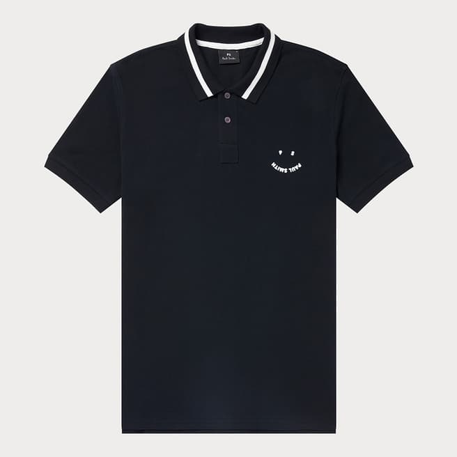 PAUL SMITH Black Happy Cotton Polo Shirt