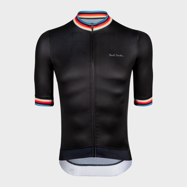 PAUL SMITH Black Cycling Jersey With 'Artist Stripe' Trims