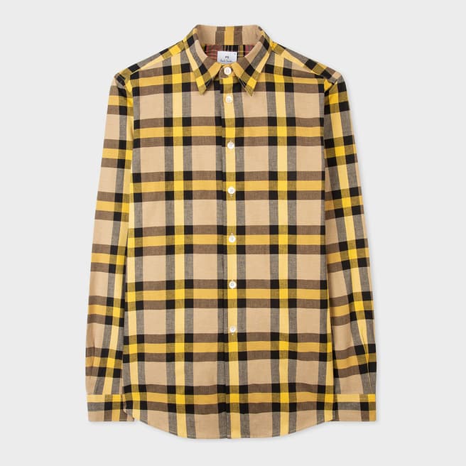PAUL SMITH Camel/Yellow Check Cotton Shirt