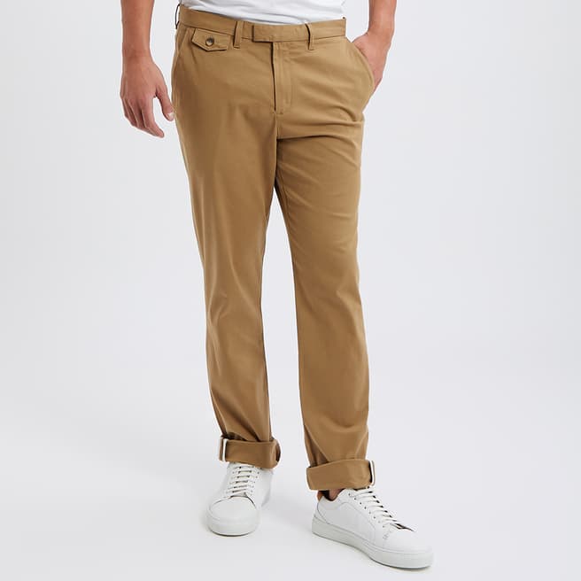 Ted Baker Tan Slim Fit Textured Chino Trouser
