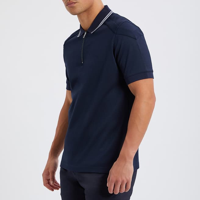 Ted Baker Navy Zip Up Polo Shirt