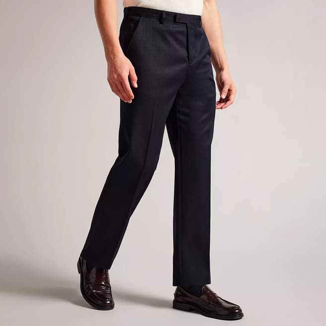Ted Baker Navy Straight Fit Wool Trousers