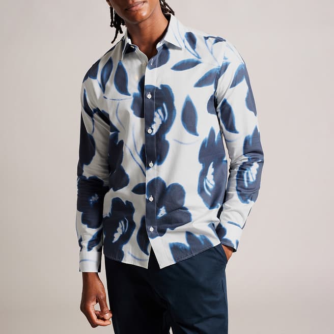 Ted Baker White Cotton Floral Print Shirt