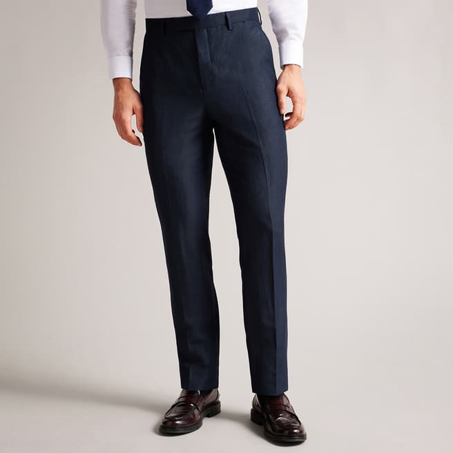 Ted Baker Navy Slim Fit Wool Blend Trouser
