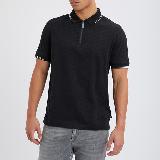 Ted Baker Black Cotton Textured Polo