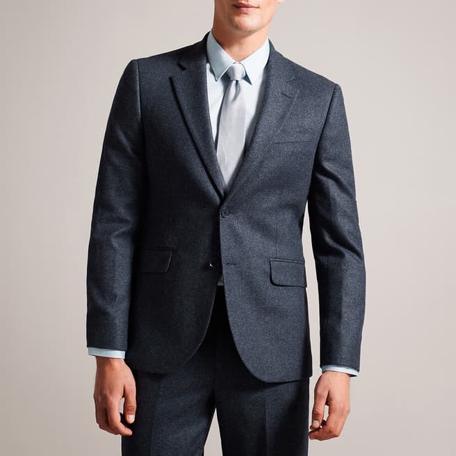 Ted Baker Navy Wool Blend Twill Jacket