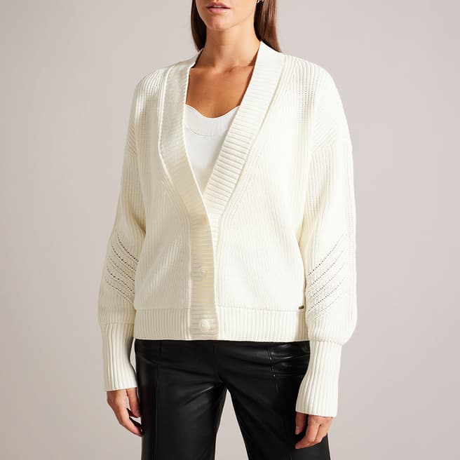 Ted Baker White Jolalyy Easy Fit Knitted Cardigan