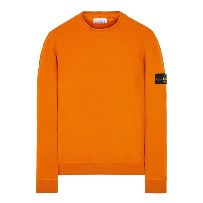 Stone Island Orange Mock Turtleneck Fleece Sweatshirt