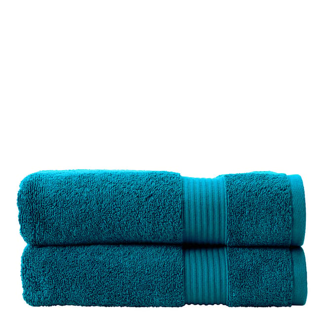 Christy Ambience Pair of Hand Towels, Teal
