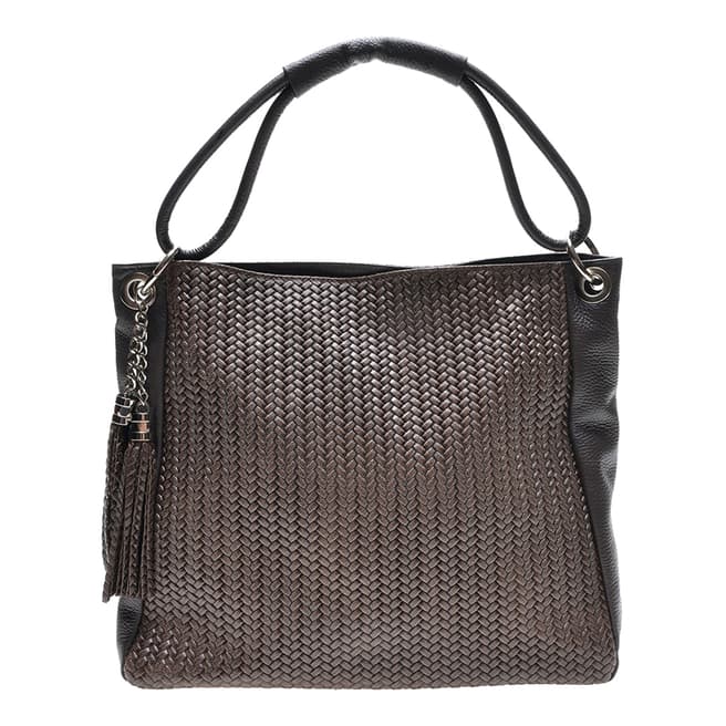 Luisa Vannini Brown Italian Leather Top Handle Bag