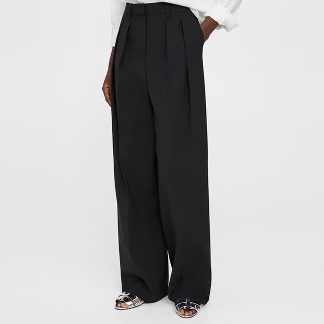 Theory Black Pleated Wide Leg Trousers