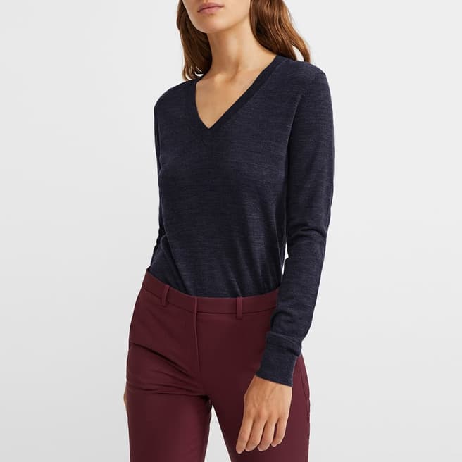 Theory Navy V-Neck Wool Top