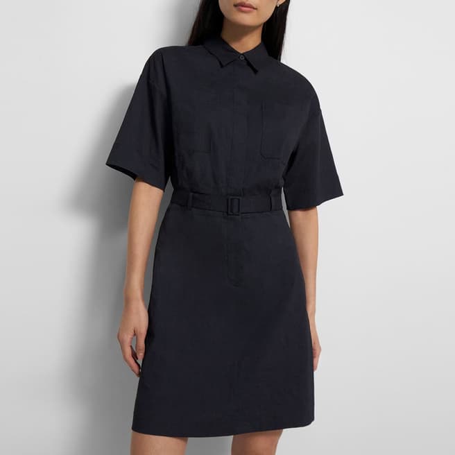 Theory Black Belted Casual Mini Dress
