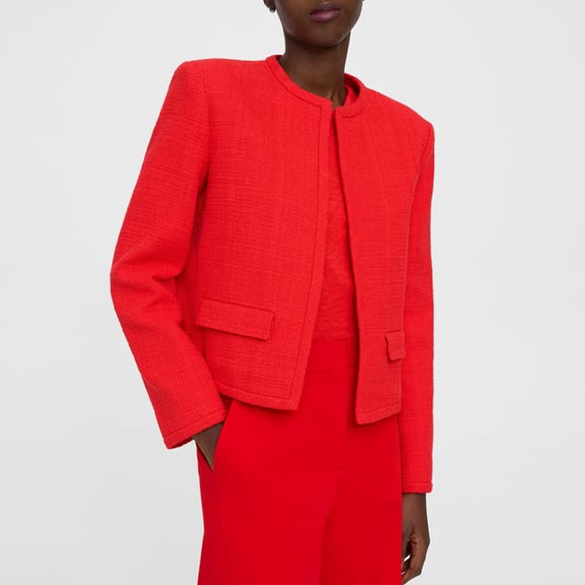 Theory Red Cropped Textured Blazer