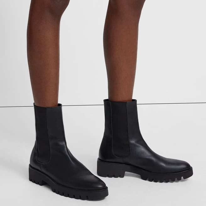 Theory Black Chelsea Leather Boots